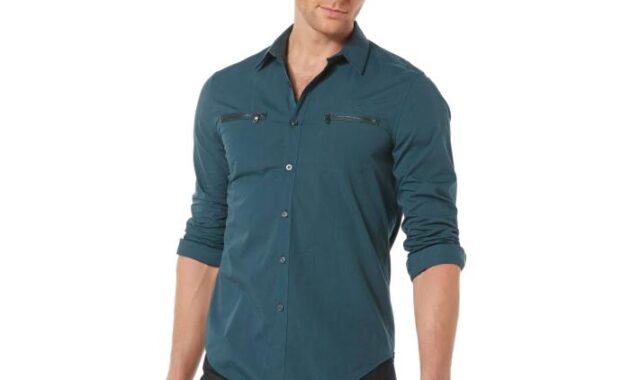 Zipper dress shirt mens