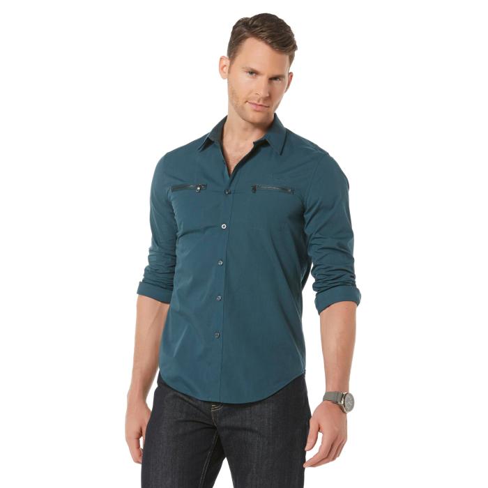 Zipper dress shirt mens