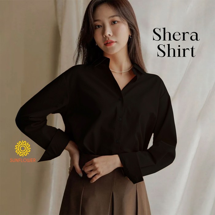 Women's black long sleeve dress shirt