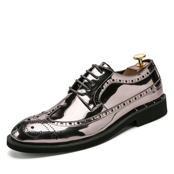 Metallic silver mens dress shoes