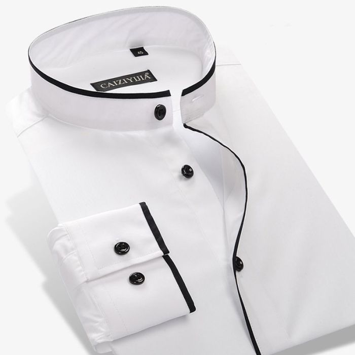 Men's mandarin collar dress shirts